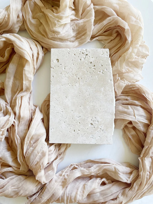 Travertine simple moment keepsake in portrait style.