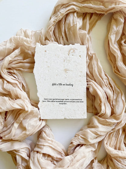 Limestone illustrated story keepsake in portrait style.