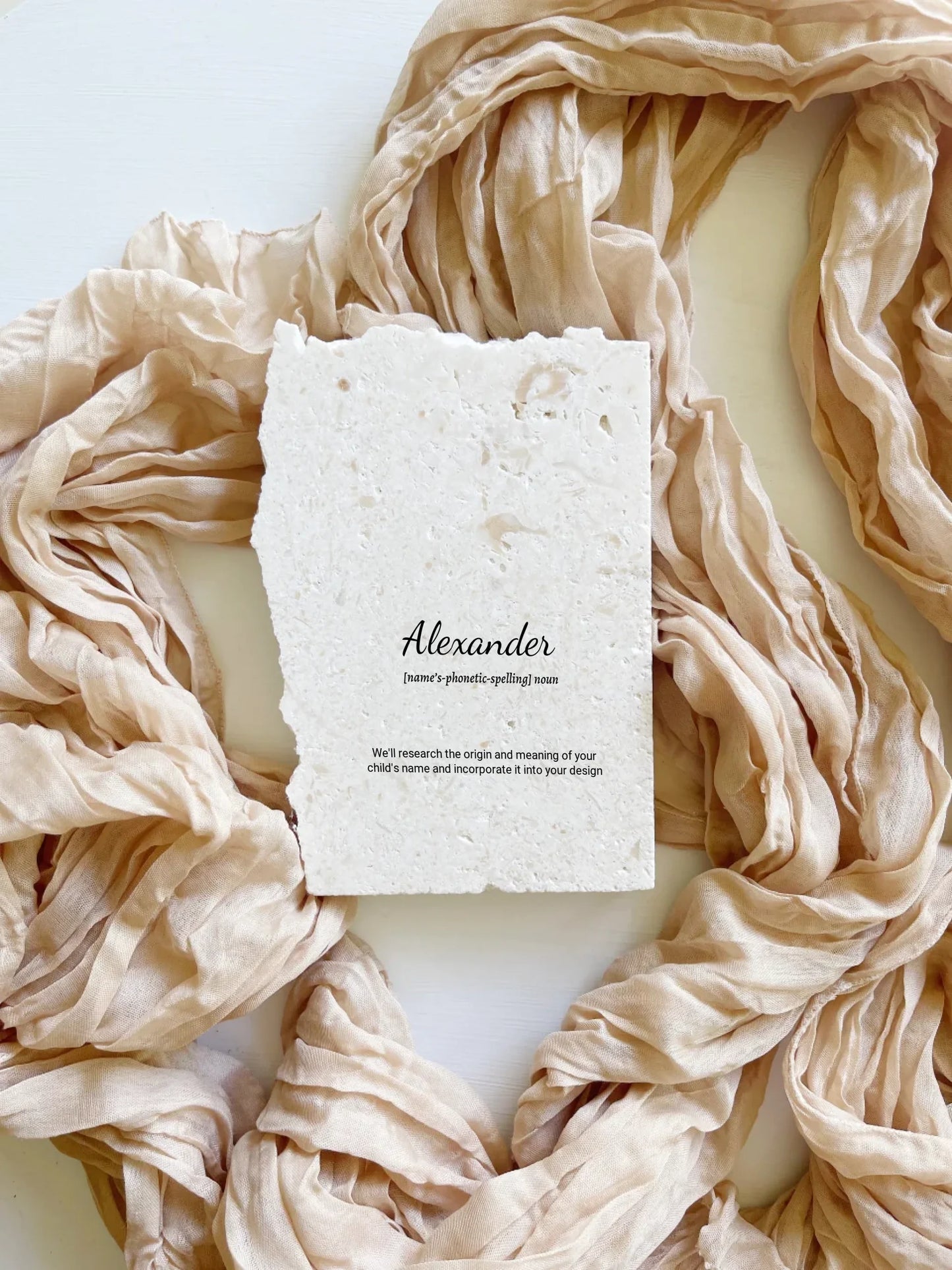 Limestone name meaning keepsake in portrait style.