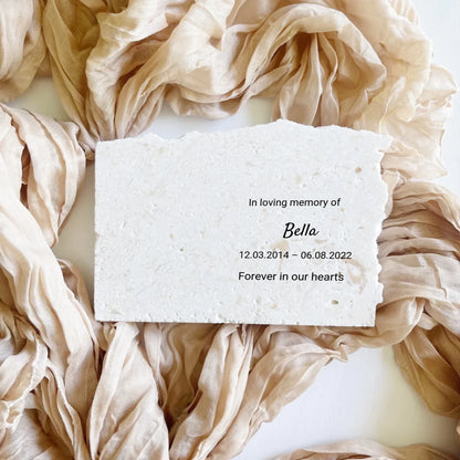 Limestone pet memorial keepsake in landscape style.