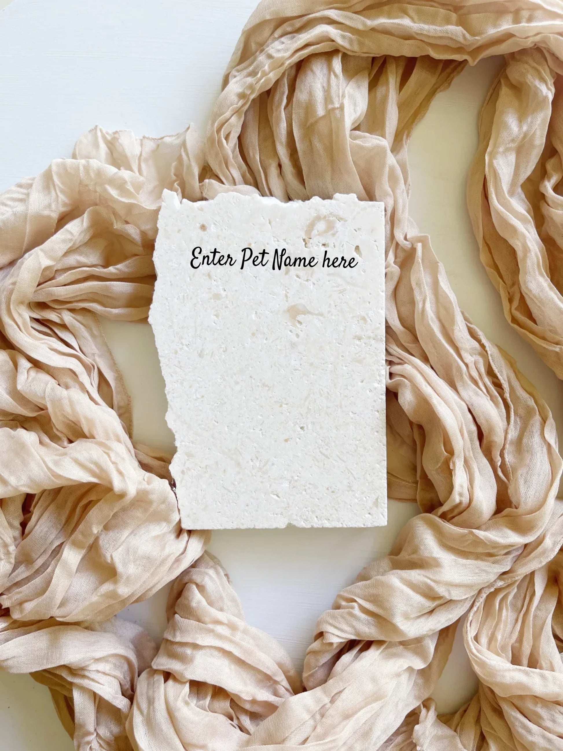 Limestone pet portrait keepsake in portrait style.