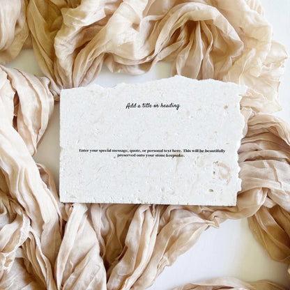 Limestone timeless words keepsake in landscape style.