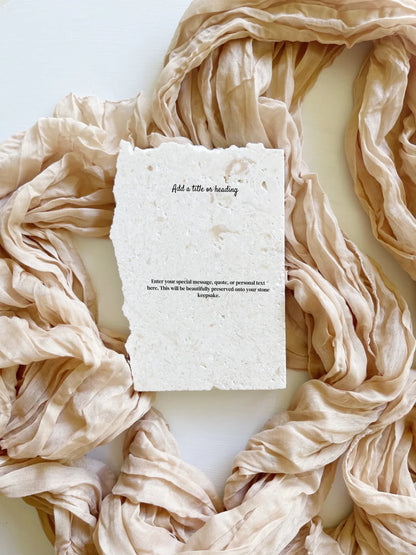 Limestone timeless words keepsake in portrait style.