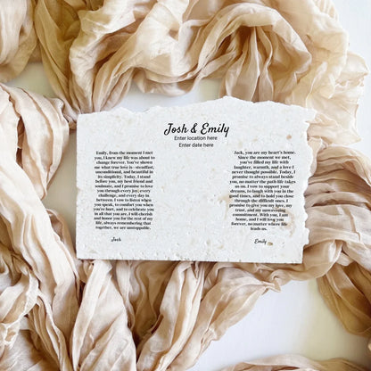 Limestone wedding vow keepsake in landscape style.