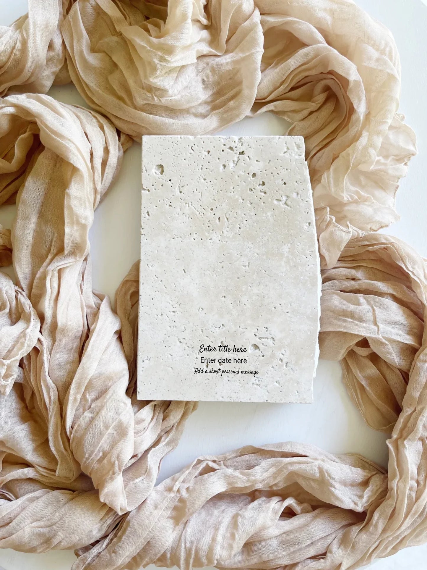 Travertine celestial keepsake in portrait style.